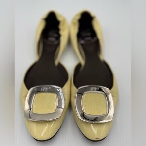 Roger Vivier patent leather d'Orsay ballet flats in pale yellow